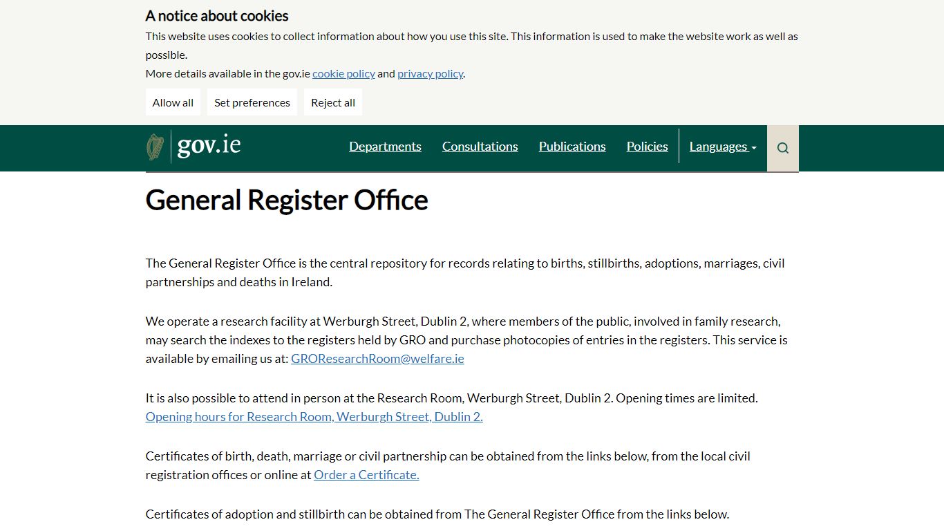 gov.ie - General Register Office